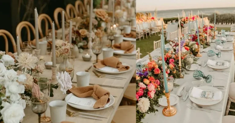 wedding decor, outfit ideas collage for special occasions