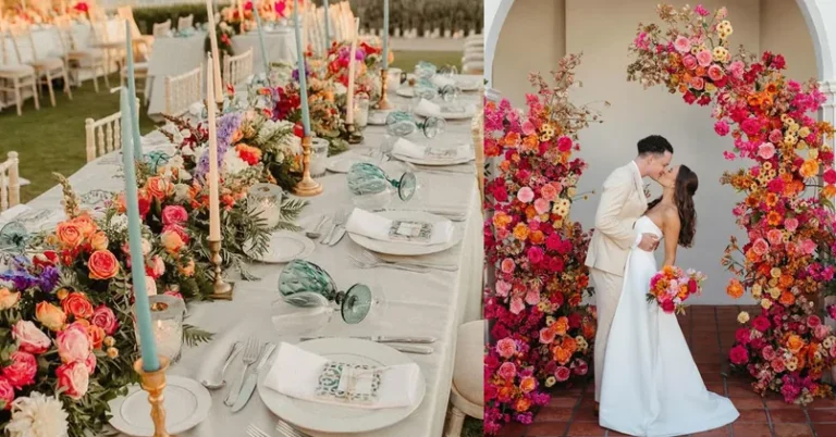 wedding flowers, outfit ideas collage for special occasions