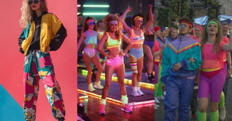 80s gym outfit, photo collage