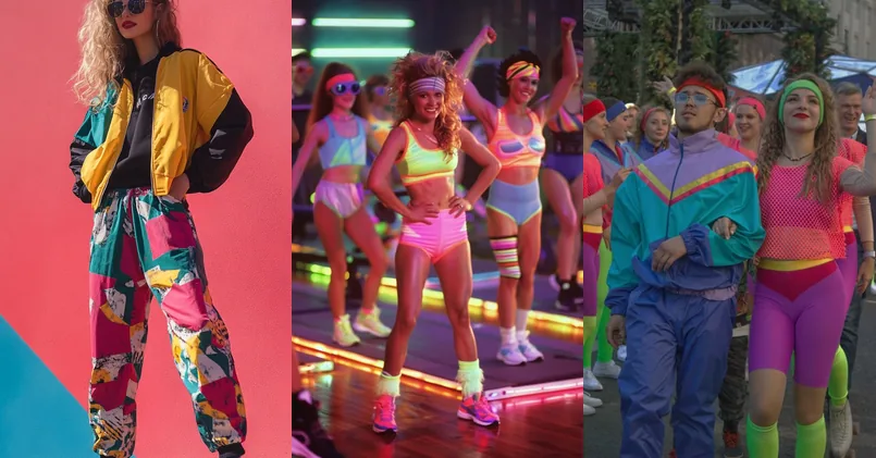 80s gym outfit, photo collage