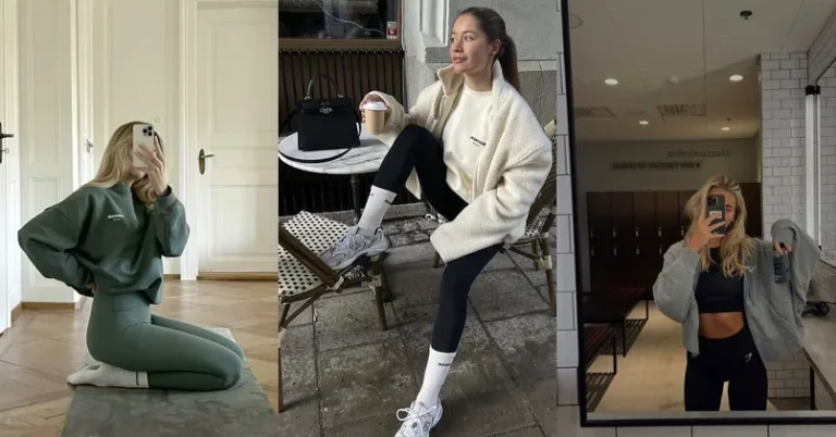 winter gym outfits, photo collage