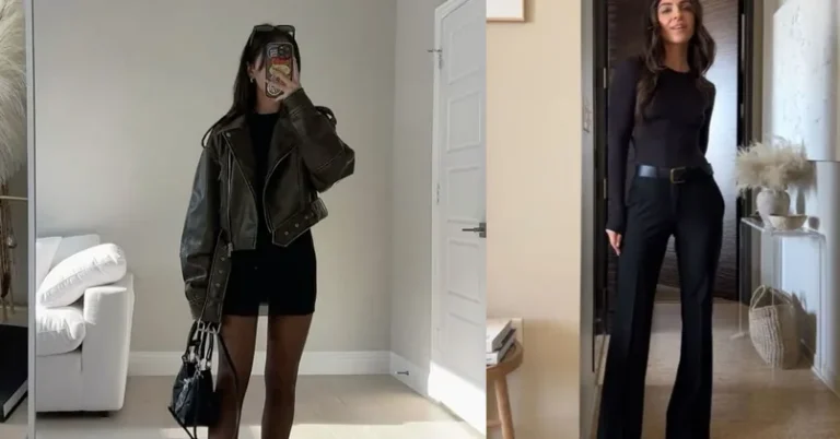 all black outfit, photo collage