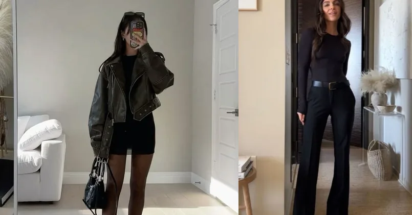 all black outfit, photo collage