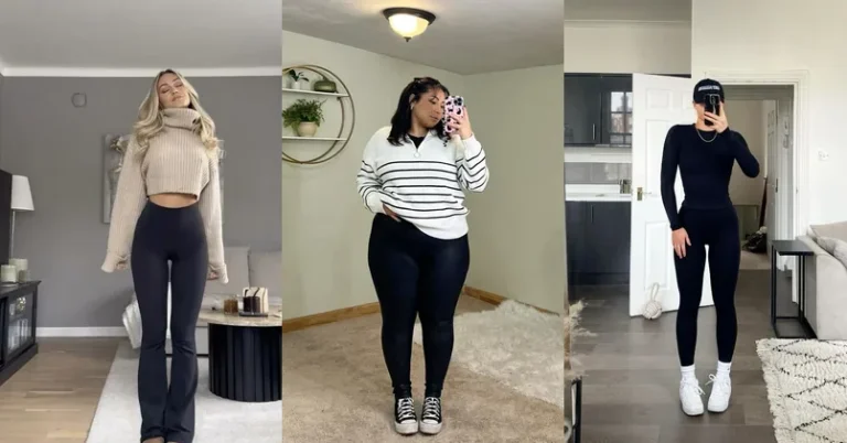 leggings outfit, photo collage