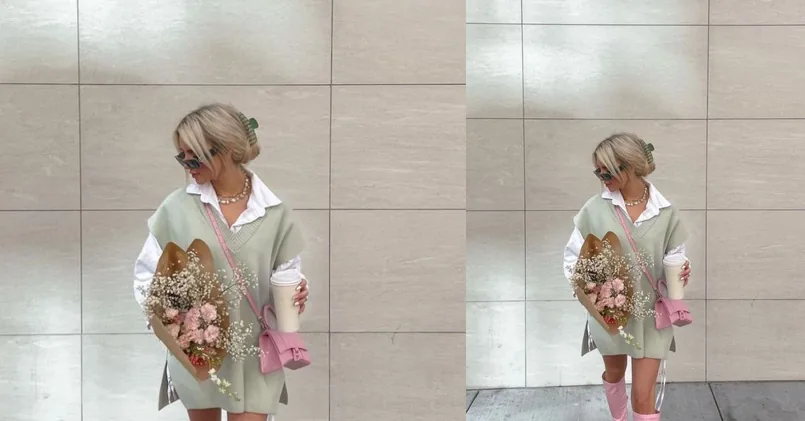 pink outfits, photo collage