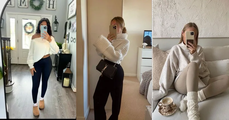 cozy outfit, photo collage
