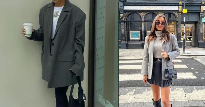 oversized blazer outfit, photo collage