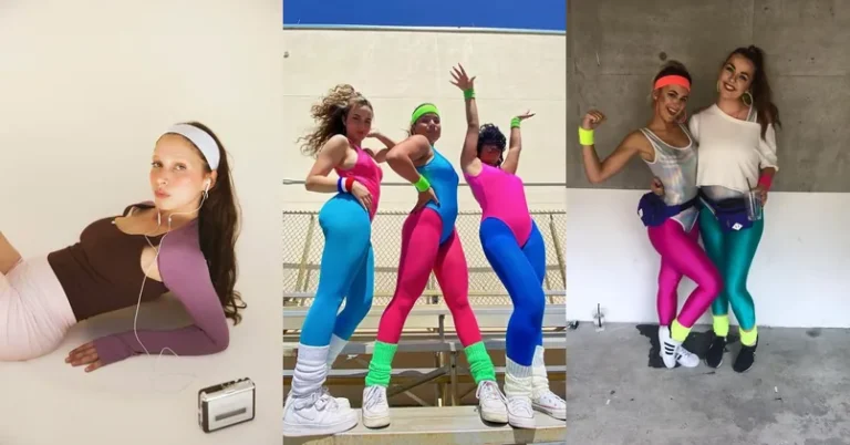80s yoga outfit, photo collage