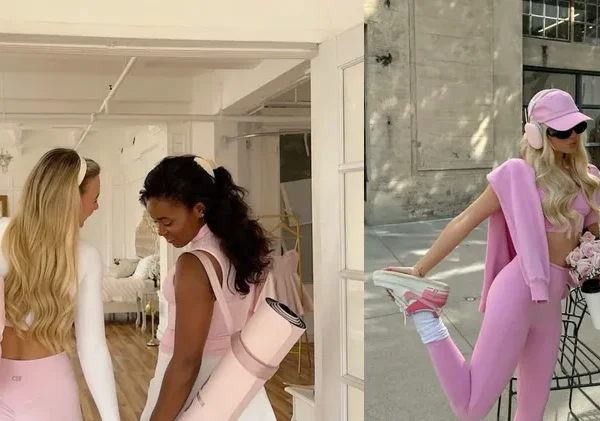 barbie gym outfit, photo collage