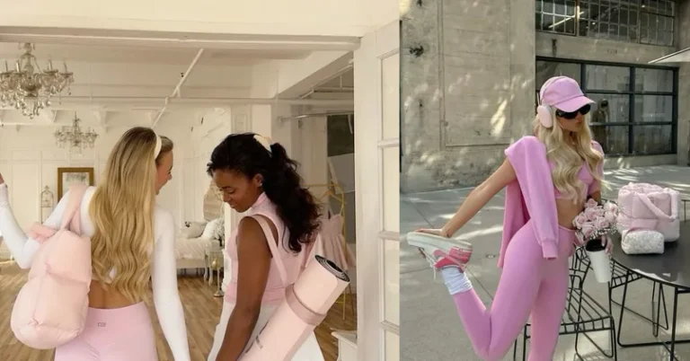 barbie gym outfit, photo collage