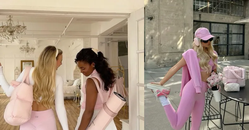 barbie gym outfit, photo collage
