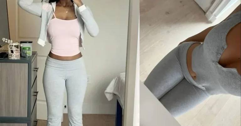 grey yoga pants outfit, photo collage