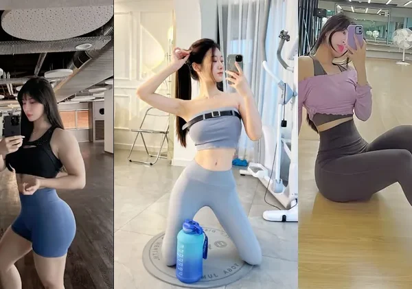 japanese gym outfit, photo collage